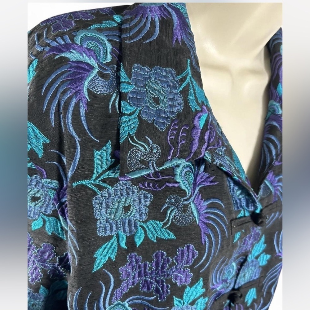 Chico's Black and Blue Floral Blazer - Picture 6 of 9